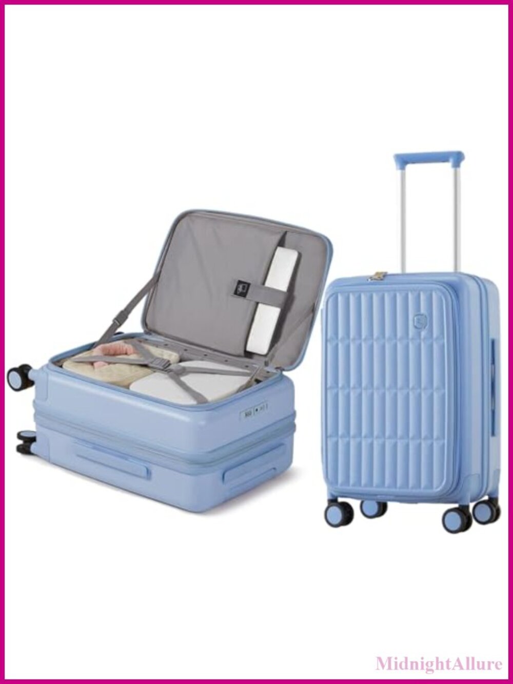 Expandable Hard Shell Carry On Luggage with Front Opening Laptop Compartment